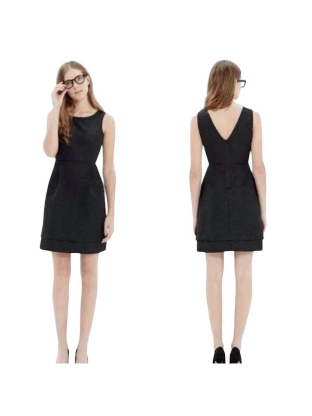 Madewell Black Sleeveless V-Back Mini Dress